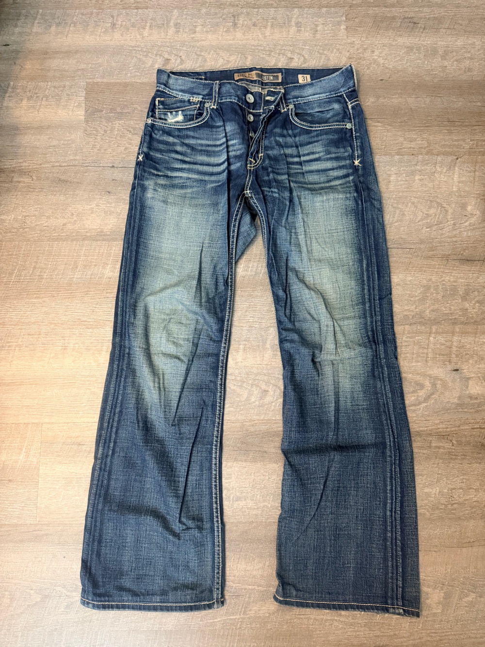 Men's BKE Bootcut Jeans in Dark Blue Faded Wash - Size 31